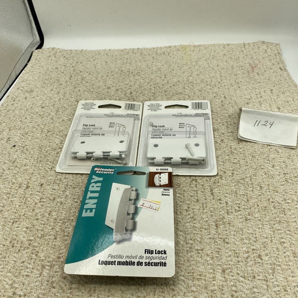 Lot Of 3-Defender Security Locks- action door - child safety locks White